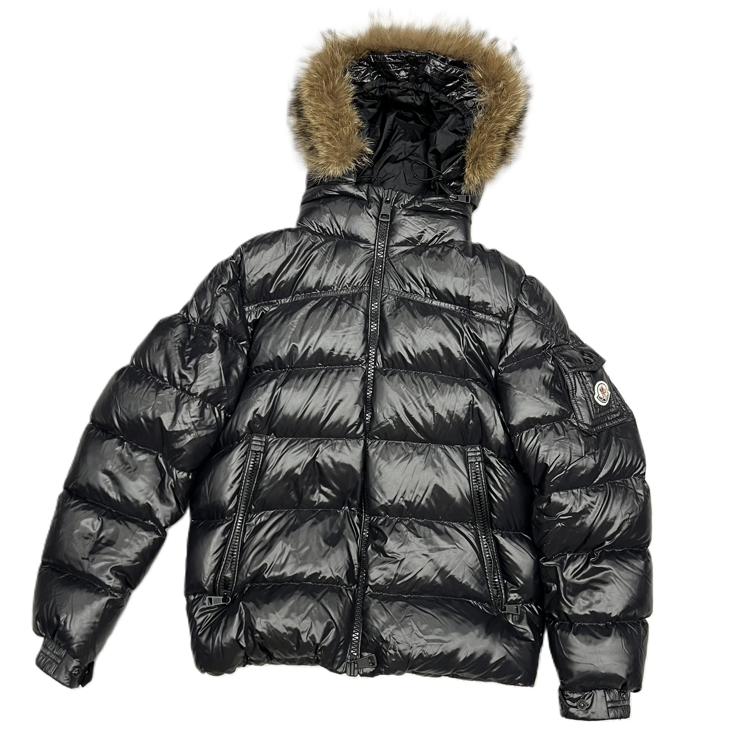 Coat Luxury Designer By Moncler In Black, Size: S