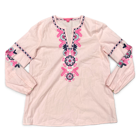 Top Long Sleeve Designer By Lilly Pulitzer In Pink, Size: S