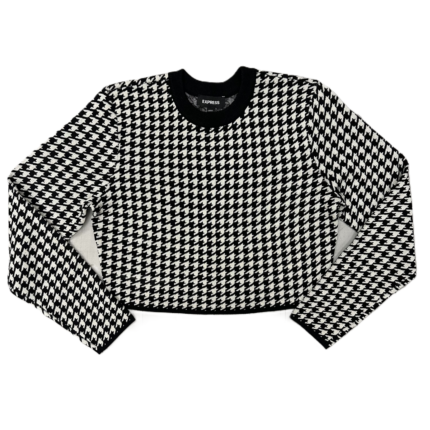 Sweater By Express In Black & White, Size: L