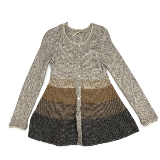 Sweater Cardigan By Free People In Grey & Tan, Size: M