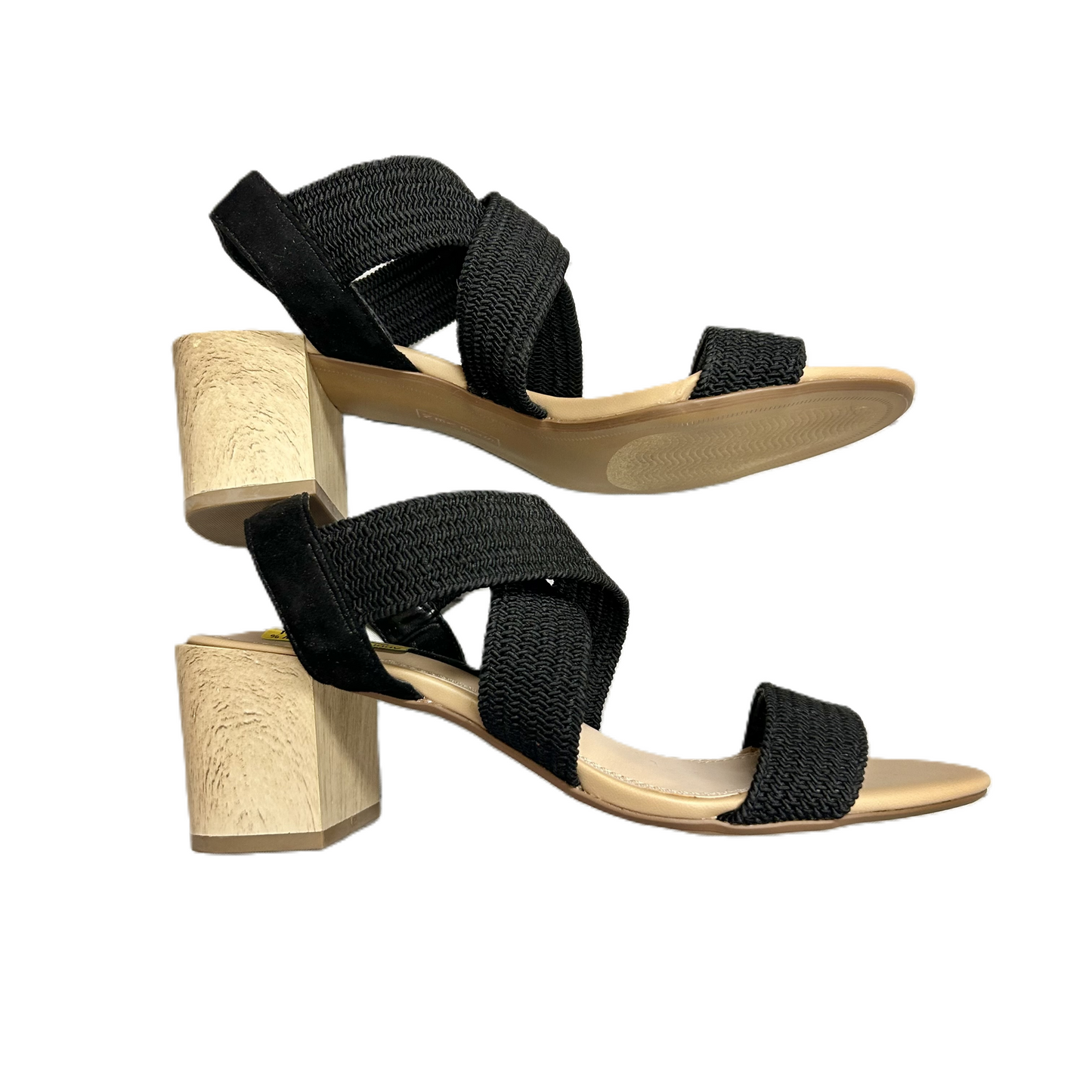 Sandals Heels Block By Steven In Black & Tan, Size: 7.5