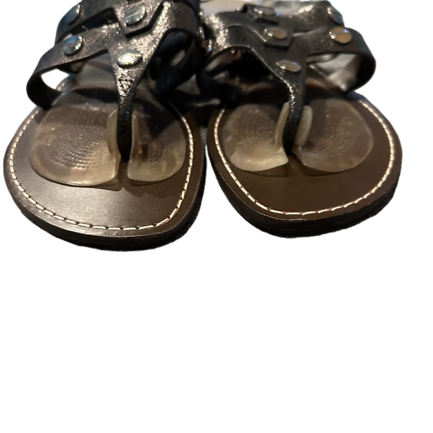 Grey & Silver Sandals Designer By Tory Burch, Size: 8