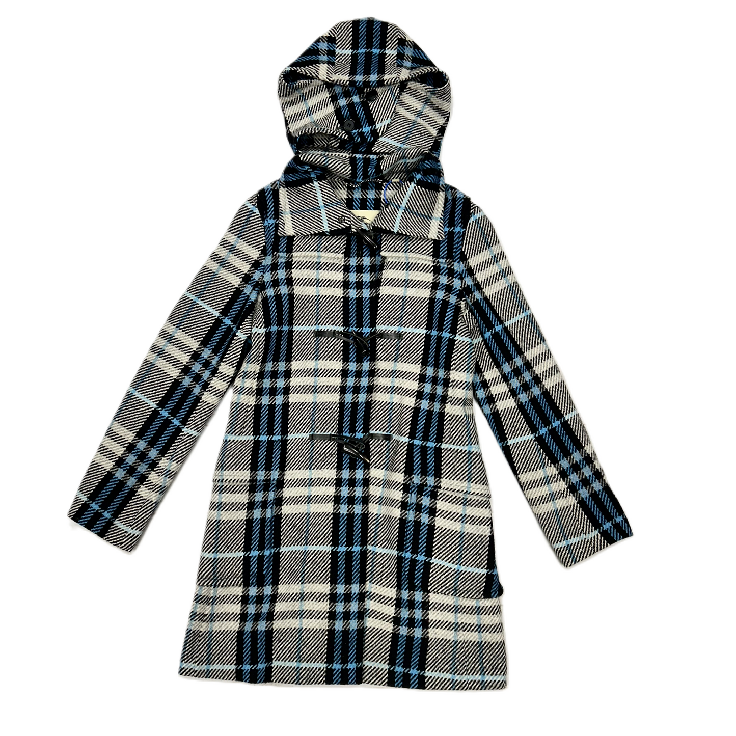 Plaid Coat Luxury Designer By Burberry, Size: 4