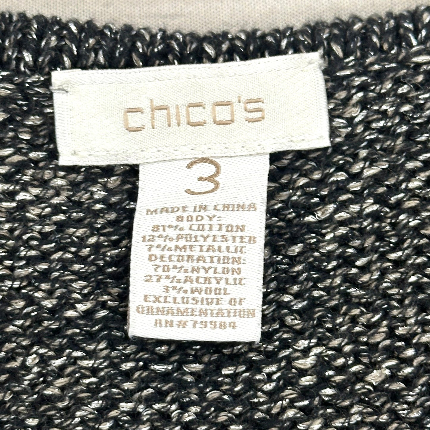 Cardigan By Chicos In Black & White, Size: Xl