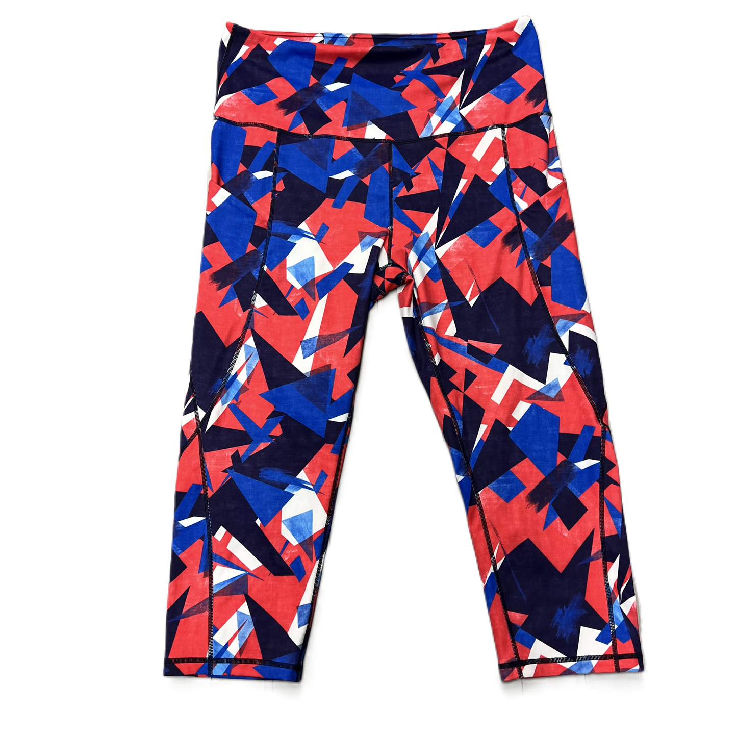 Athletic Capris By Ododos In Blue Red & White, Size: Xl