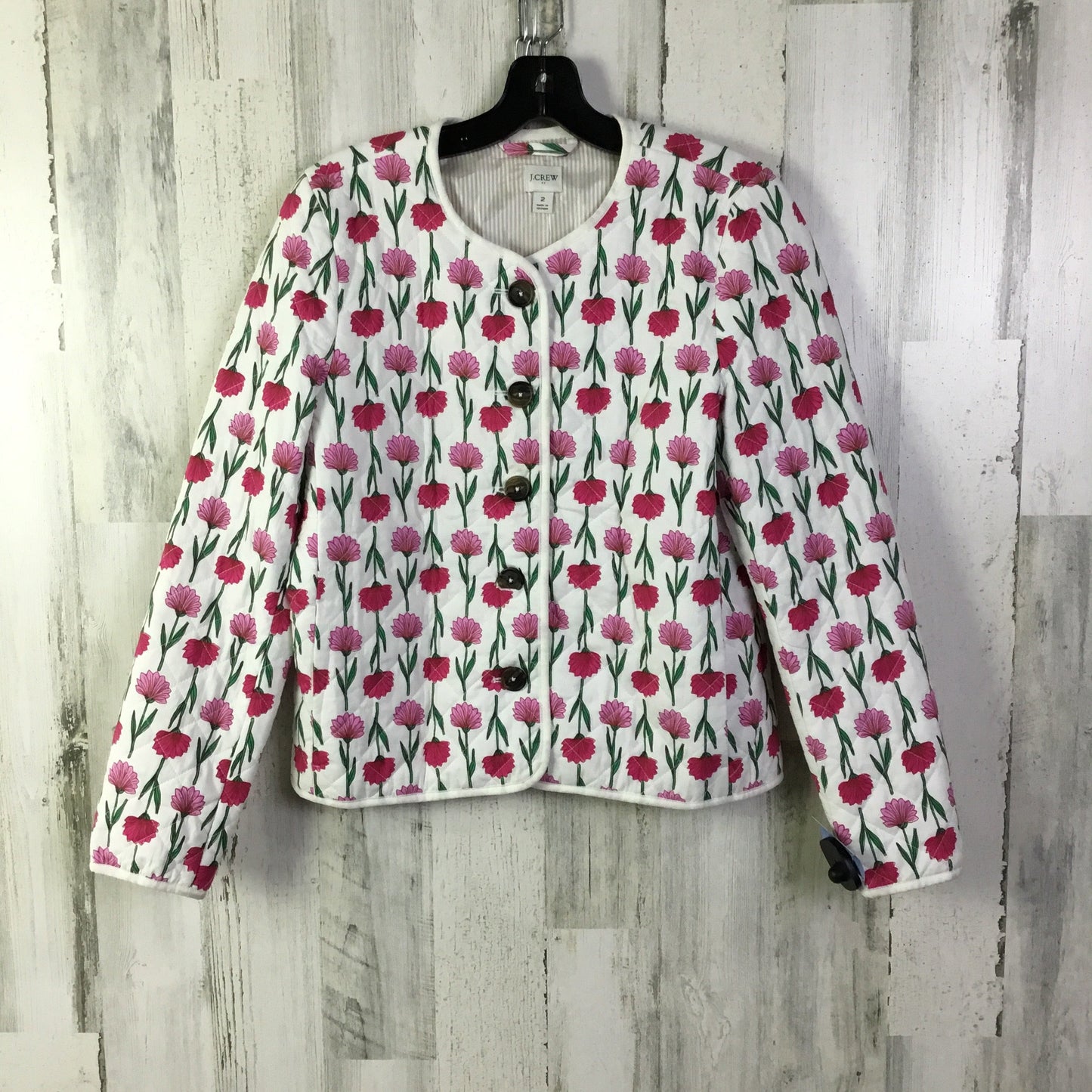 Jacket Puffer & Quilted By J. Crew In Pink & White, Size: S