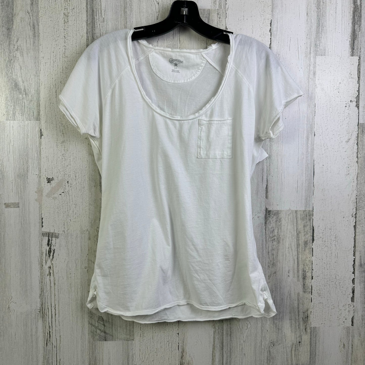 Top Short Sleeve By Converse In White, Size: L