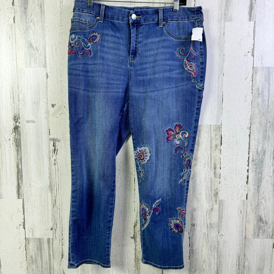 Jeans Cropped By Chicos In Blue Denim, Size: 12