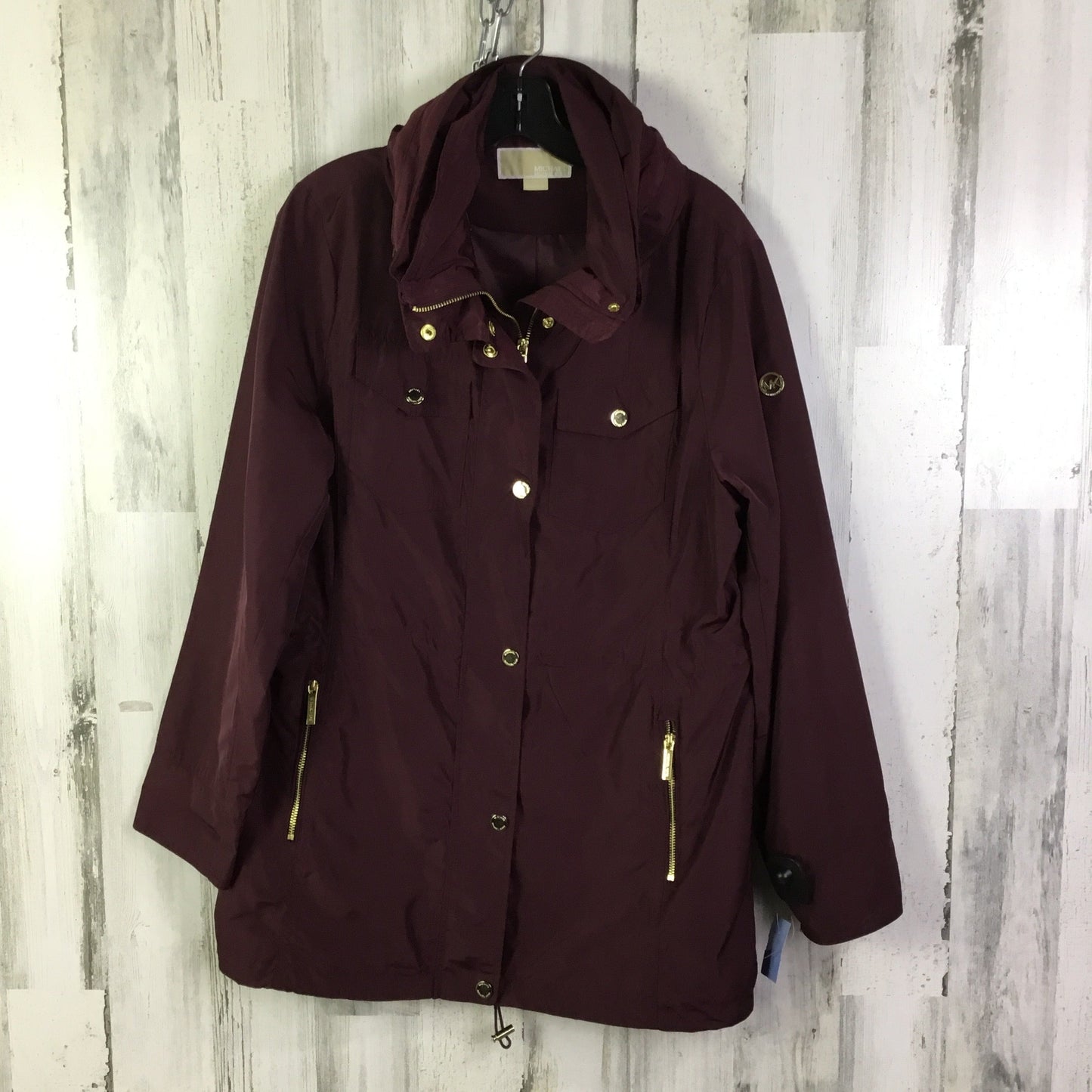 Coat Raincoat By Michael By Michael Kors In Maroon, Size: L