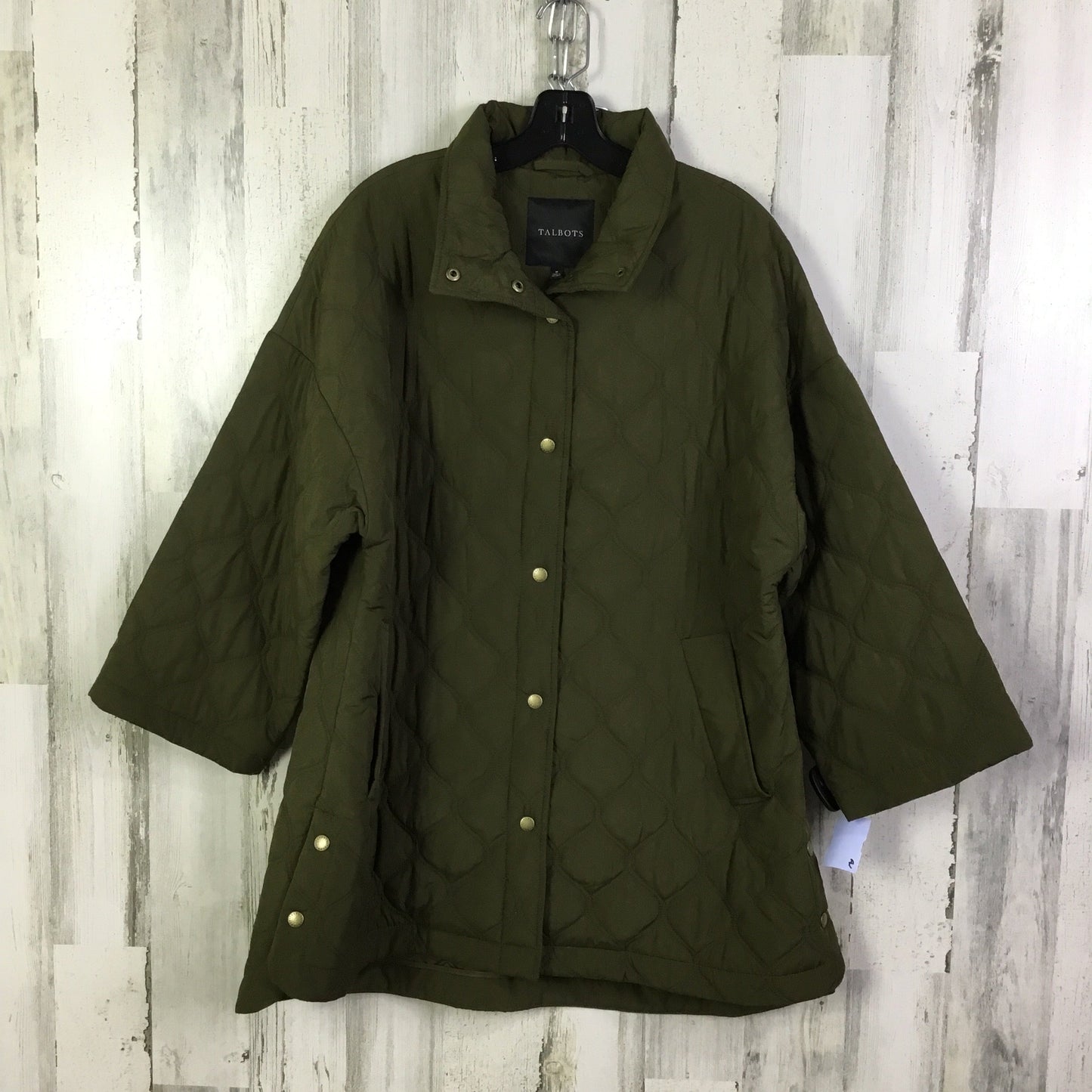 Coat Puffer & Quilted By Talbots In Green, Size: M