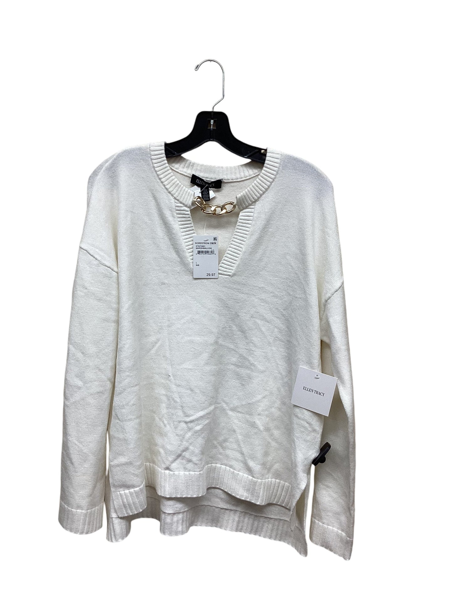 Sweater By Ellen Tracy In Ivory, Size: L