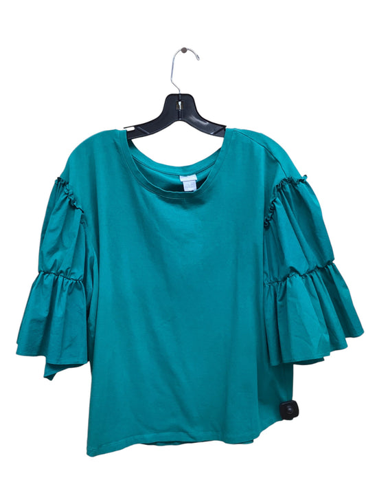 Top 3/4 Sleeve By Chicos In Green, Size: Xl