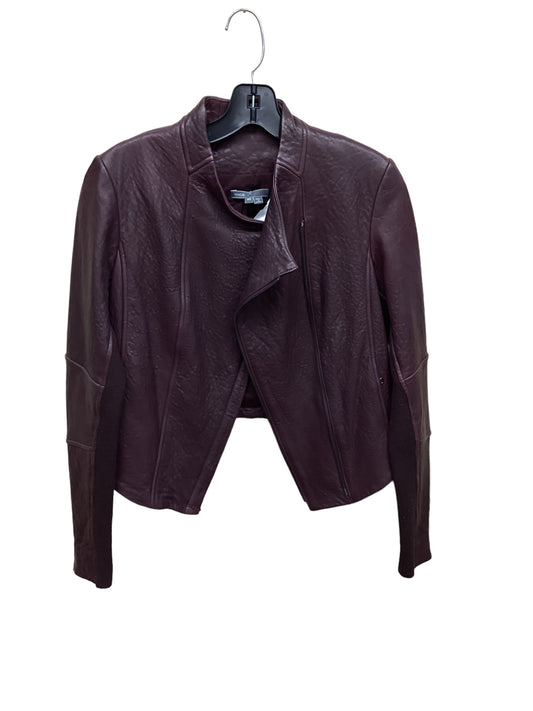 Jacket Leather By Vince In Purple, Size: Xs