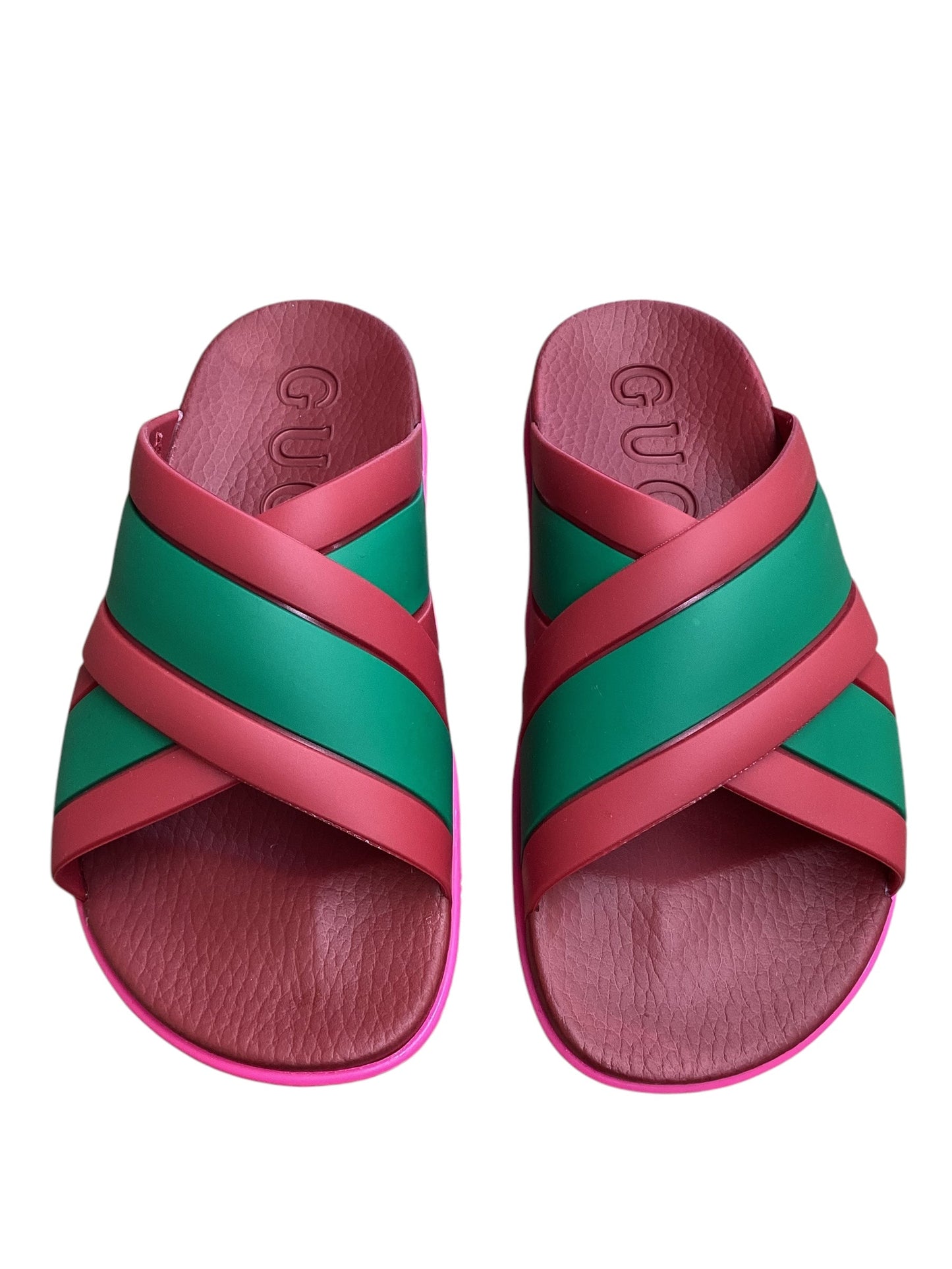 Shoes Designer By Gucci In Green & Red, Size: 8