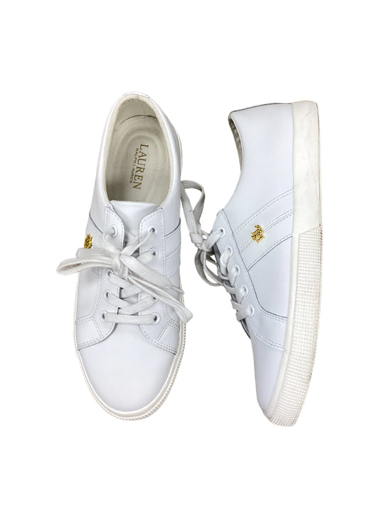 Shoes Sneakers By Ralph Lauren In Gold & White, Size: 9