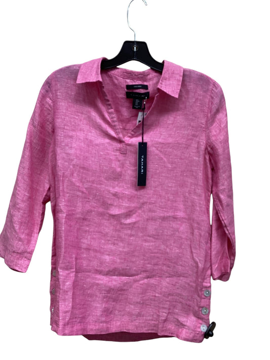 Top 3/4 Sleeve By Tahari By Arthur Levine In Pink, Size: S