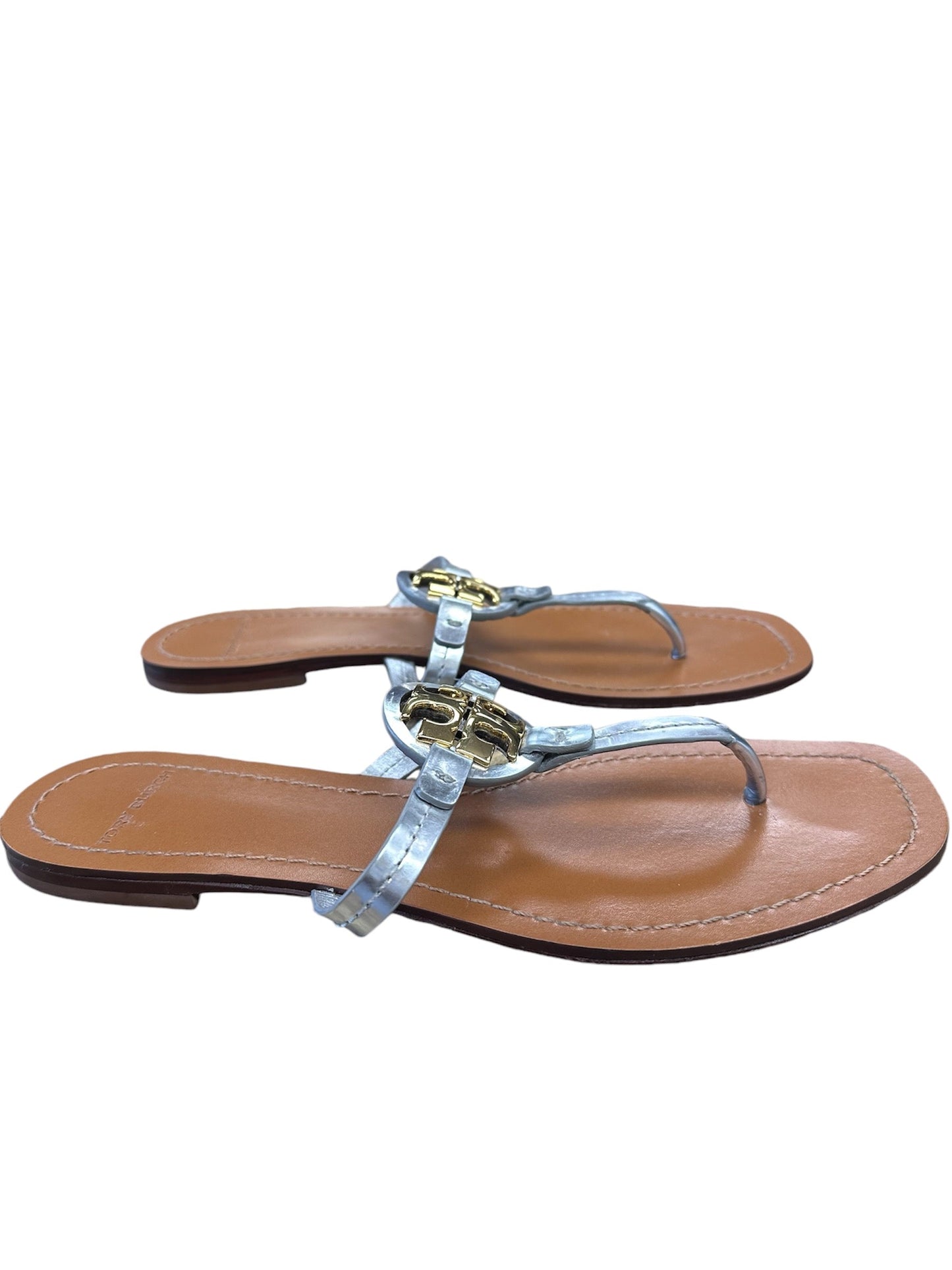 Sandals Designer By Tory Burch In Gold & Silver, Size: 8