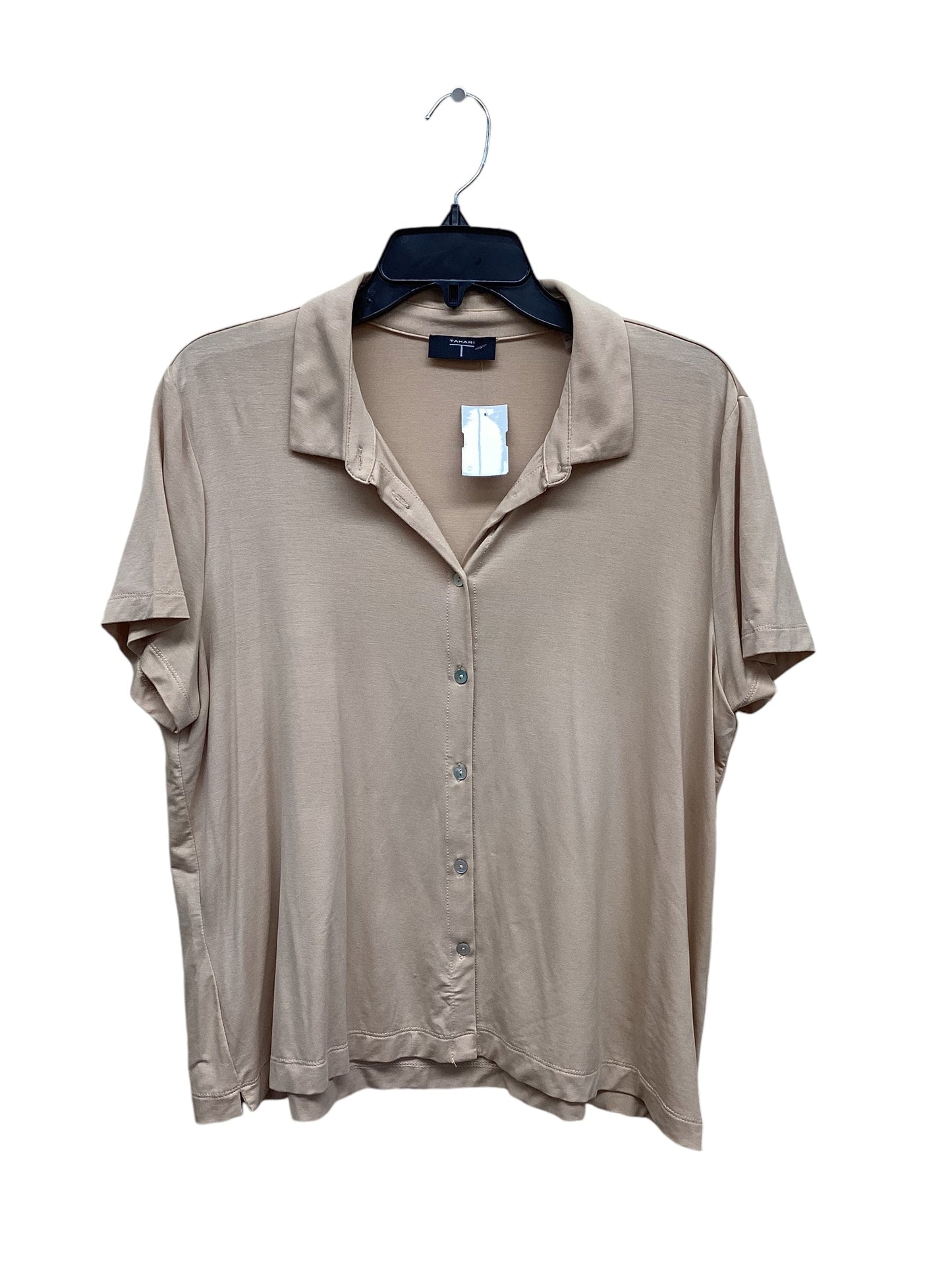 Top Short Sleeve By Tahari By Arthur Levine In Tan, Size: L