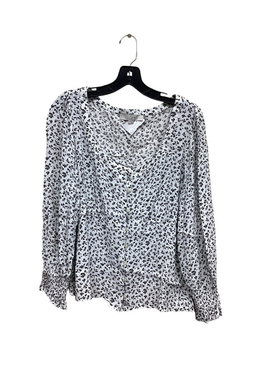 Top Long Sleeve By Loft In Black & White, Size: Xl