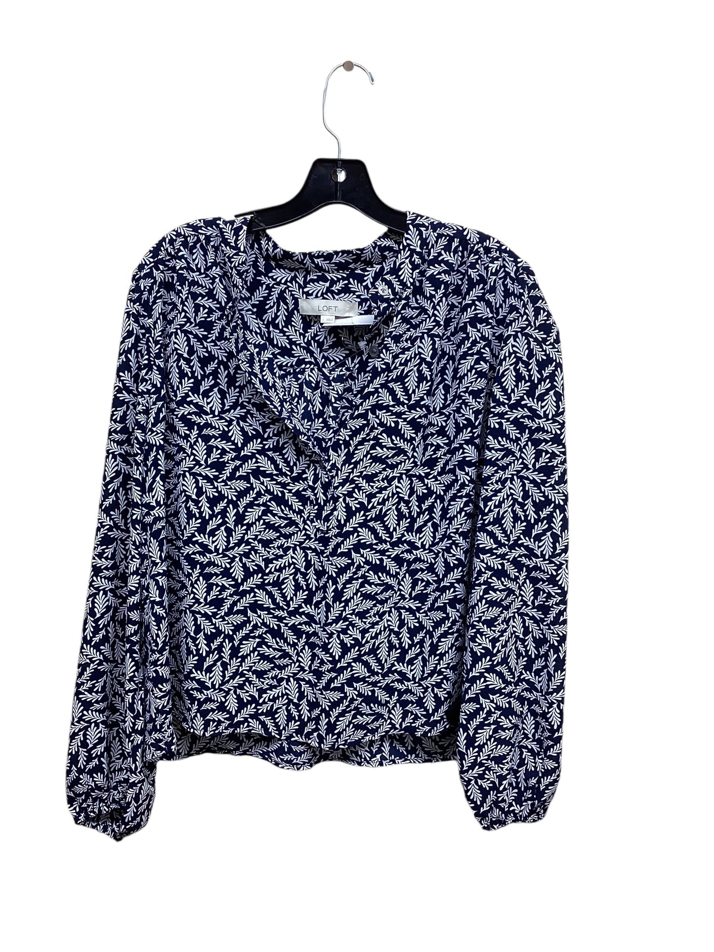 Top Long Sleeve By Loft In Blue & White, Size: L