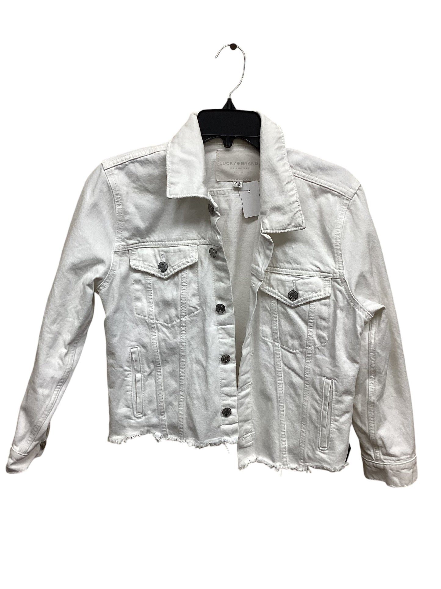 Jacket Denim By Lucky Brand In White, Size: L