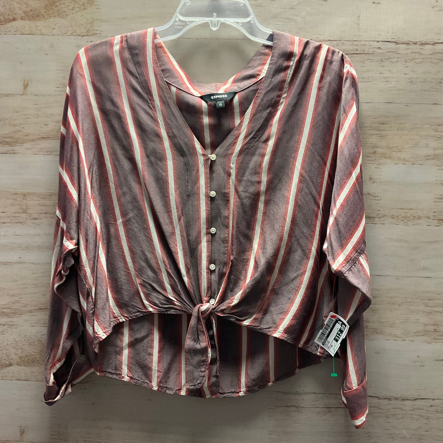 Top Long Sleeve By Express In Striped, Size: Xs