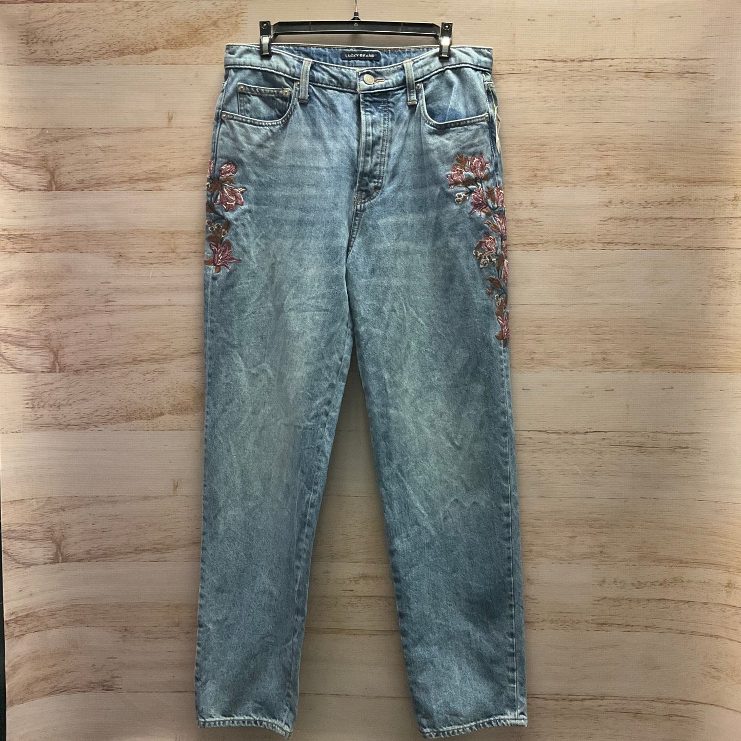 Jeans Straight By Lucky Brand In Blue Denim, Size: 10