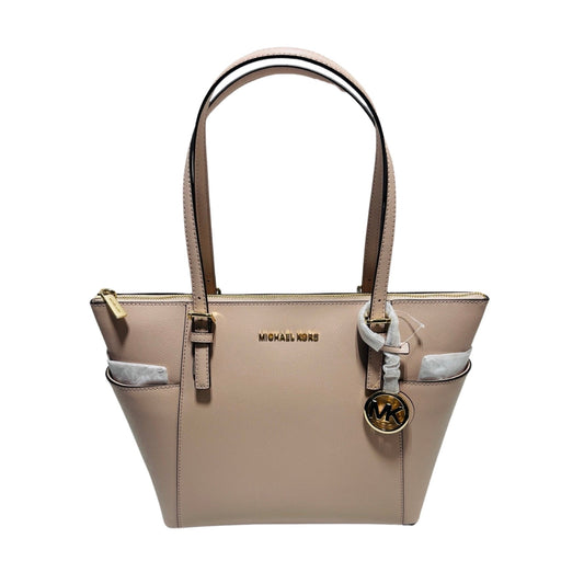 Charlotte Saffiano Leather Top Zip Pink Blush Tote Shoulder/Handbag Designer By Michael Kors  Size: Large