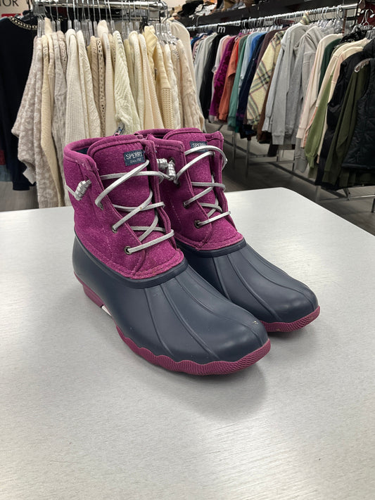 Boots Snow By Sperry In Grey & Pink, Size: 6