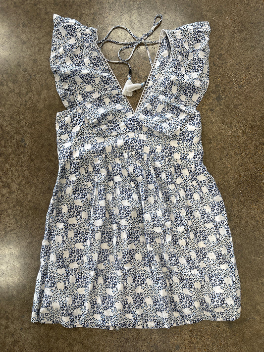 Blue & White Dress Casual Short Anthropologie, Size M