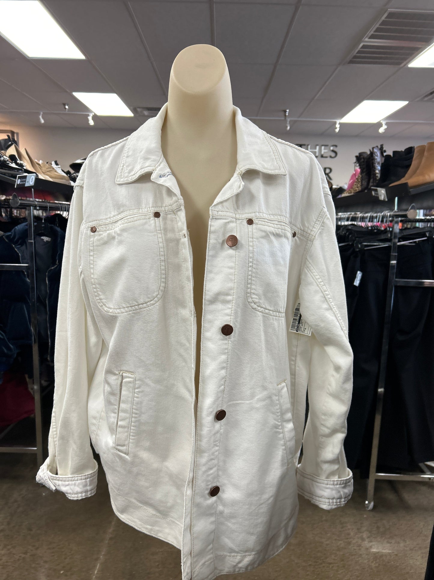 Jacket Denim By Pilcro In White Denim, Size: M