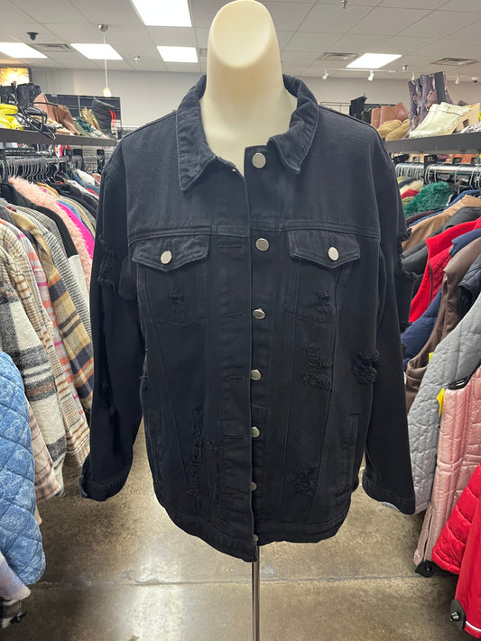 Jacket Denim By Fantastic Fawn In Black Denim, Size: L