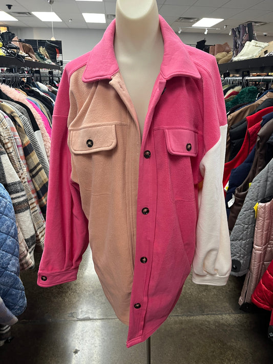 Jacket Shirt By Bibi In Pink, Size: L