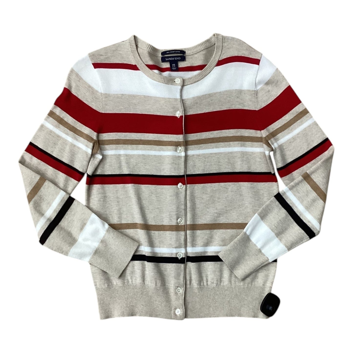 Cardigan By Lands End In Striped Pattern, Size: Xs