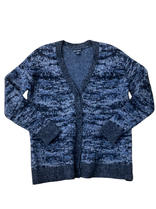 Sweater Cardigan Designer By Athleta In Black & Blue, Size: L