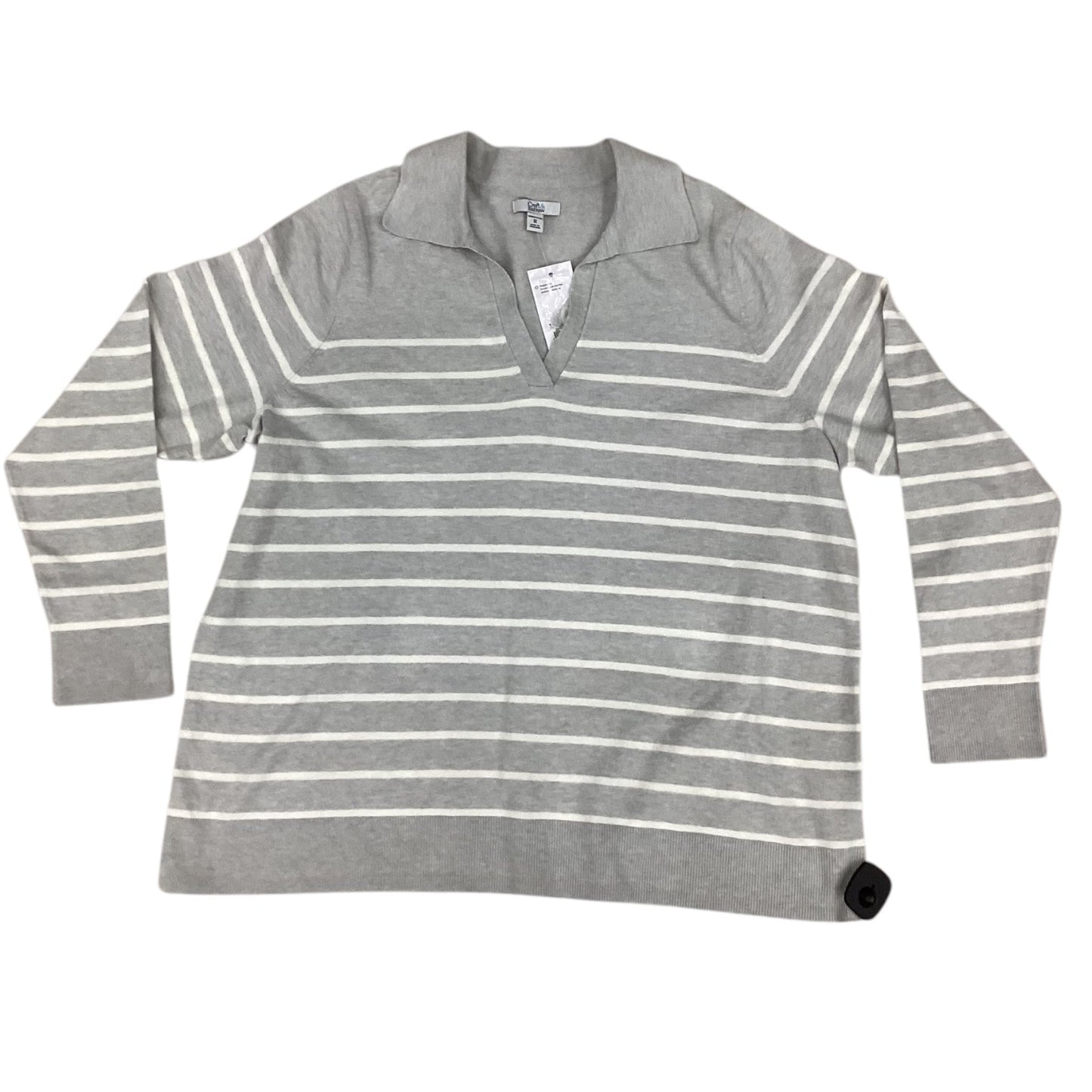 Sweater By Croft And Barrow In Grey & White, Size: 1x