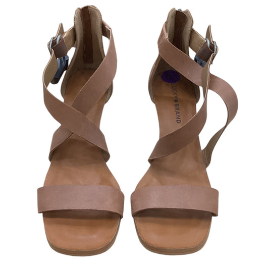 Sandals Heels Block By Lucky Brand In Brown, Size: 8.5