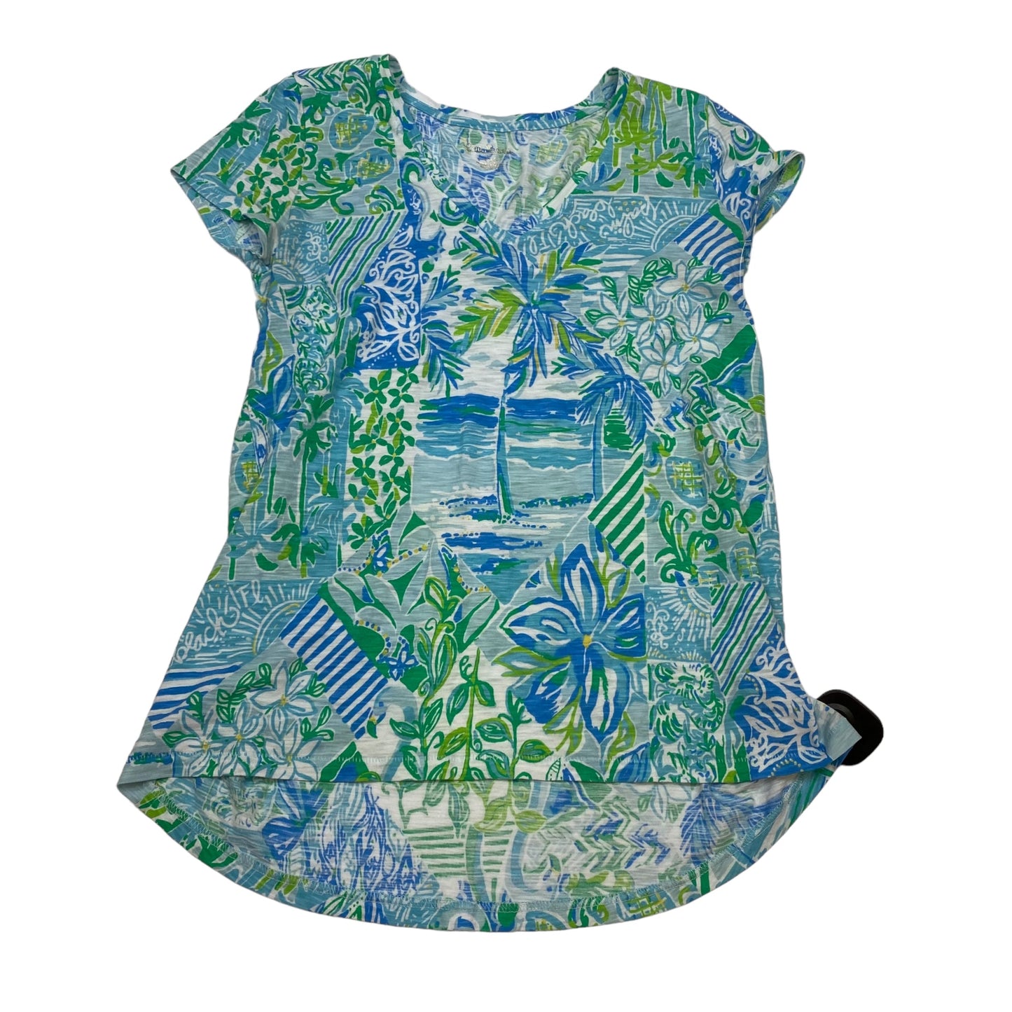 Green Top Short Sleeve Designer Lilly Pulitzer, Size Xxs