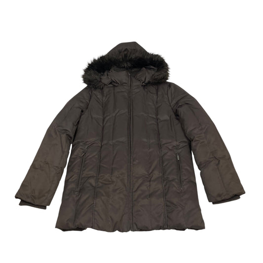 Jacket Puffer & Quilted By Liz Claiborne In Brown, Size: L