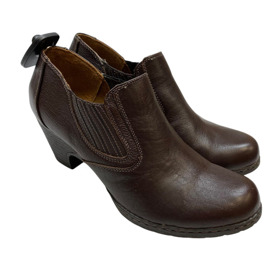 Boots Ankle Heels By Sofft In Brown, Size: 11