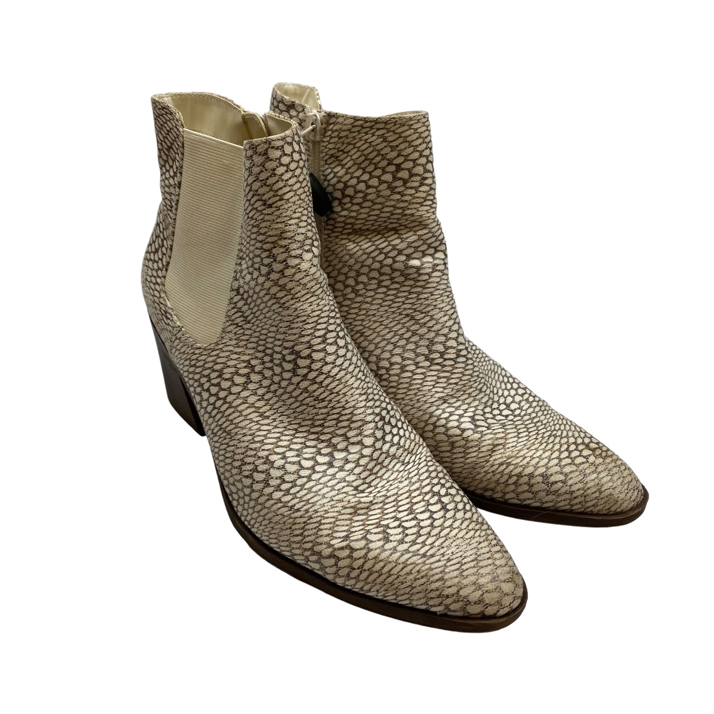 Snakeskin Print Boots Ankle Heels Limited, Size 8.5