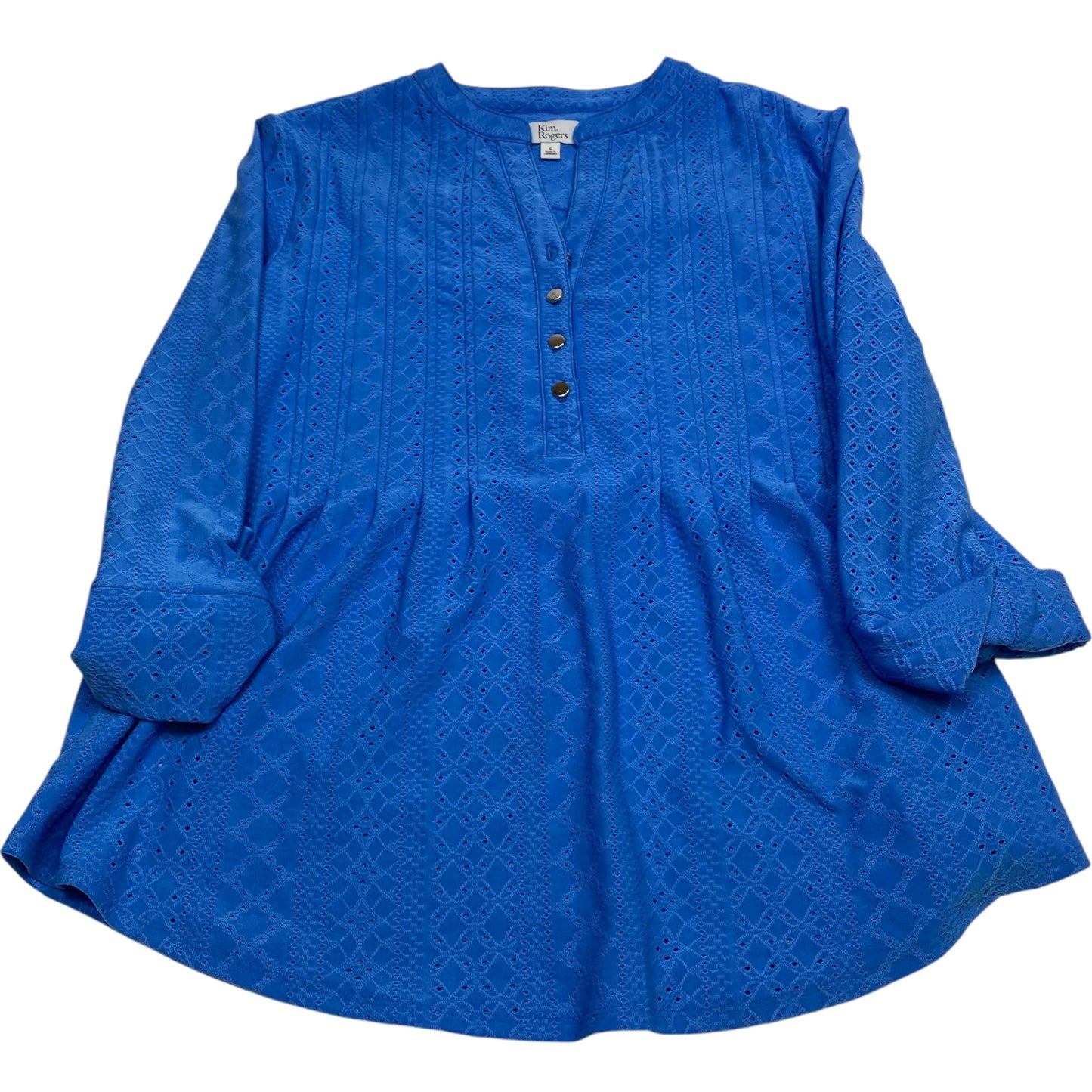 Top Long Sleeve By Kim Rogers In Blue, Size: S