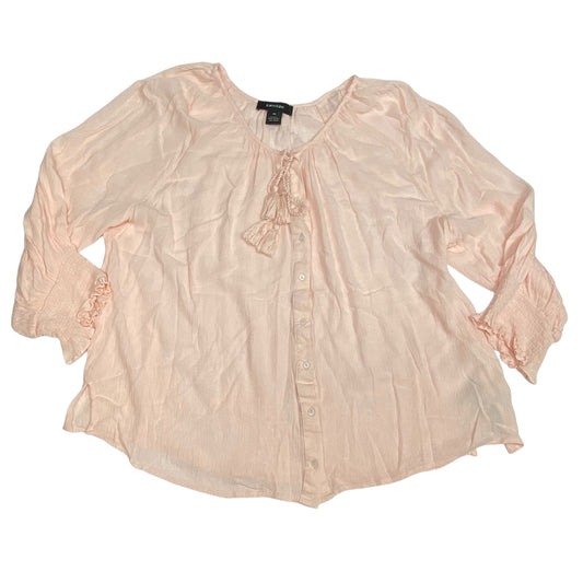 Top Long Sleeve By Karen Kane In Pink, Size: 2x