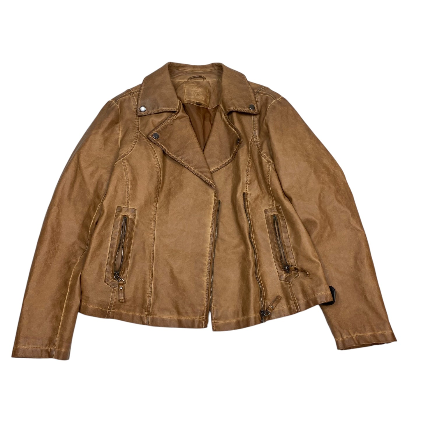 Jacket Moto By Max Studio In Brown, Size: L