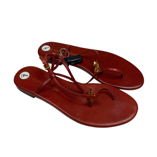 Sandals Designer By Tory Burch In Red, Size: 7