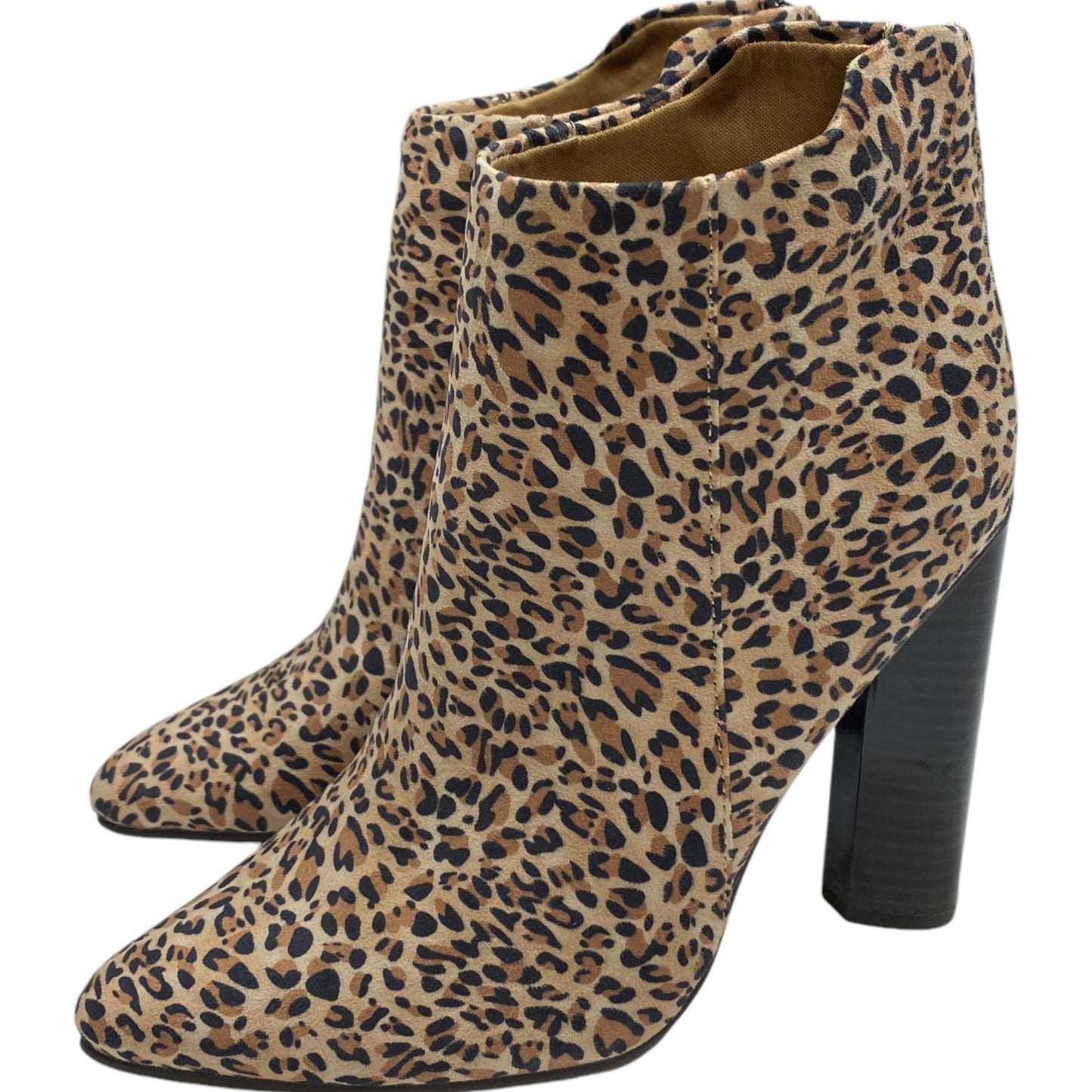 Boots Ankle Heels By Qupid In Animal Print, Size: 7