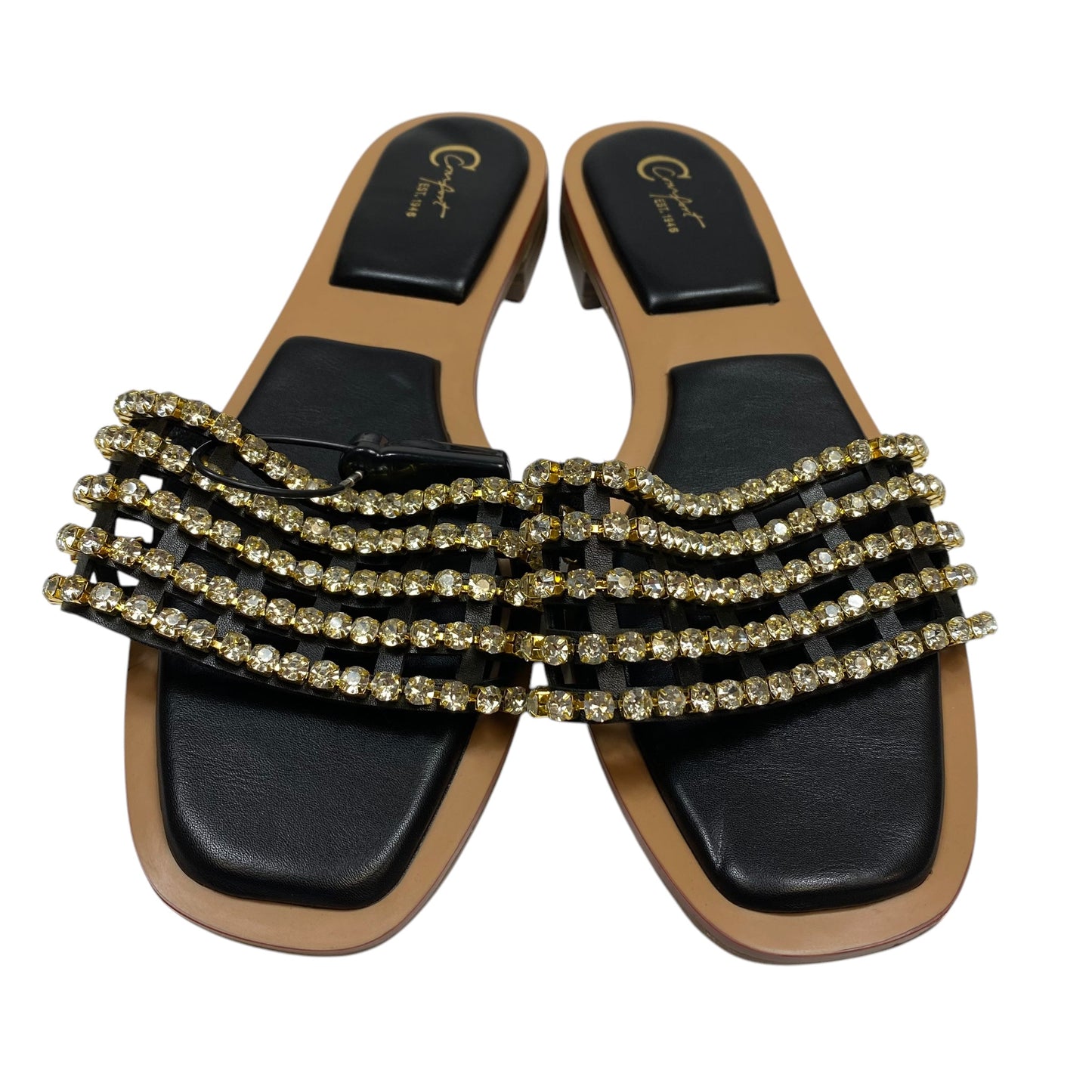 Sandals Flats By Cato In Black & Gold, Size: 11