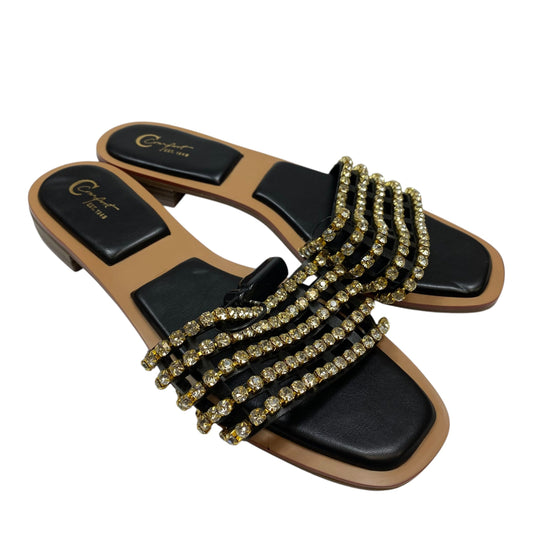 Sandals Flats By Cato In Black & Gold, Size: 11