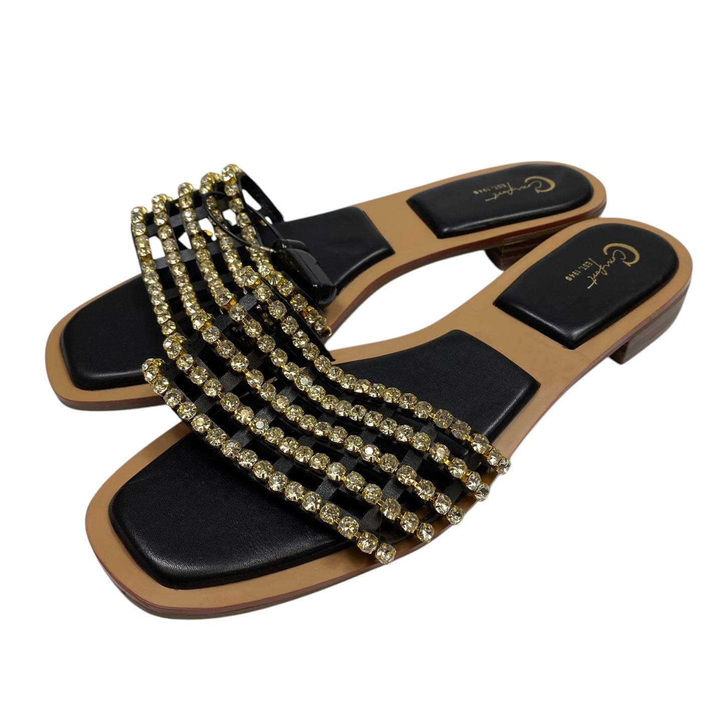 Sandals Flats By Cato In Black & Gold, Size: 11