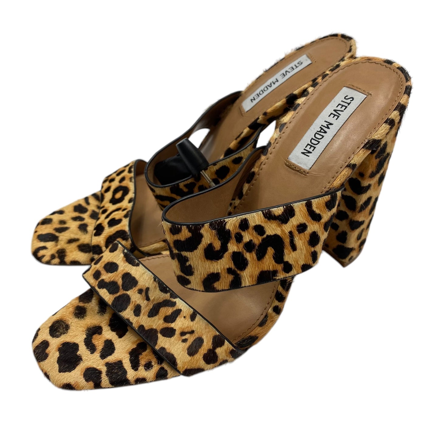 Sandals Heels Block By Steve Madden In Animal Print, Size: 9.5